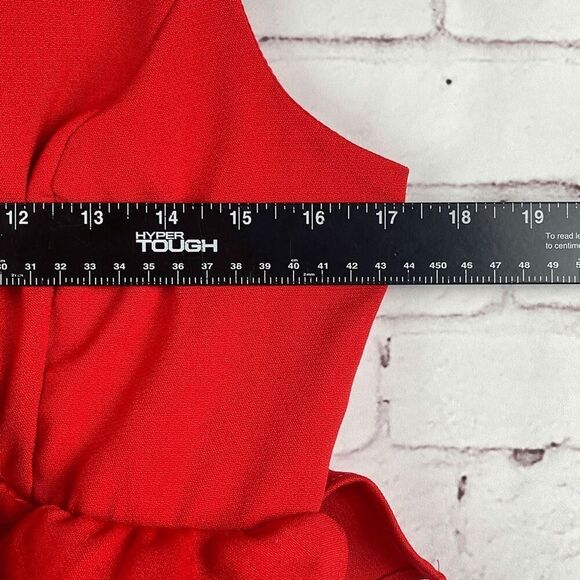 DO + BE Jumpsuit Womens M Red Christmas Paint Suit Romper Wide Leg Ruffles Sexy - Picture 6 of 13